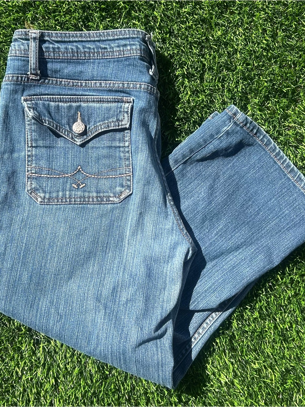 Y2K faded glory dark wash denim capris